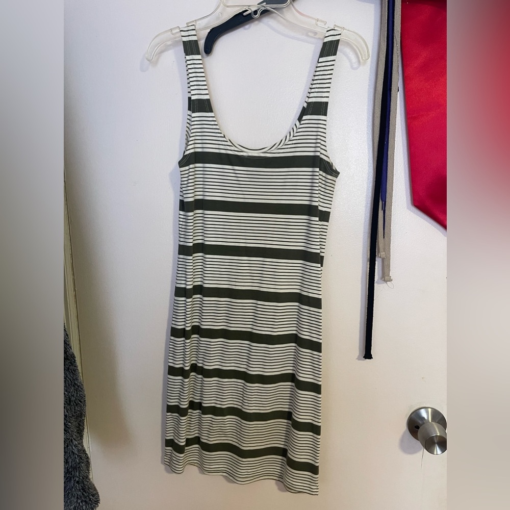 Green and white stripe bodycon dress. Also have an orange and white